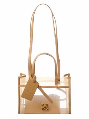 Off-White Beige Transparent Tote with Detachable Pouch